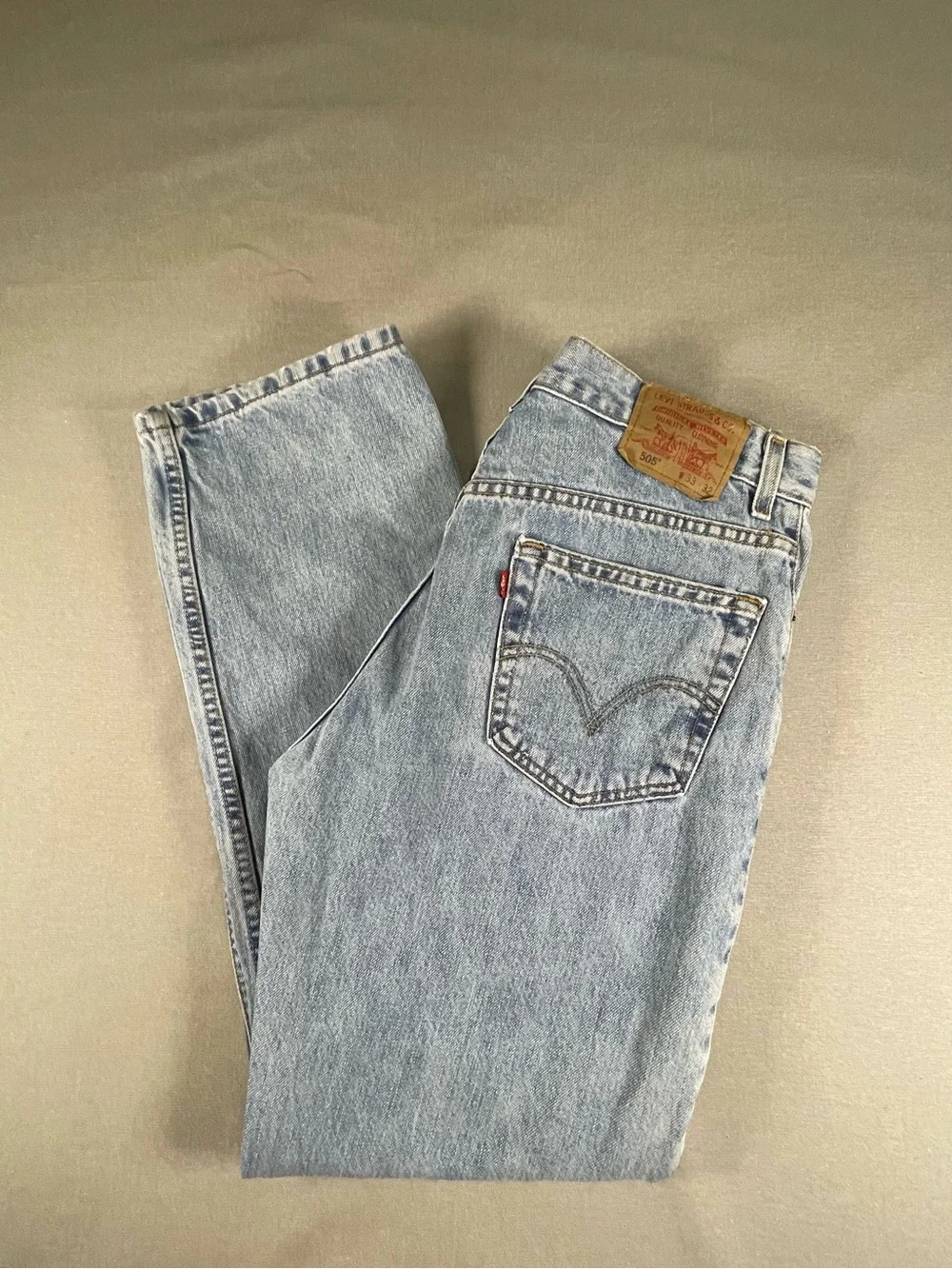 Levi's 505 Regular Fit Straight Leg Jeans Light Wash Blue Mens 33x32